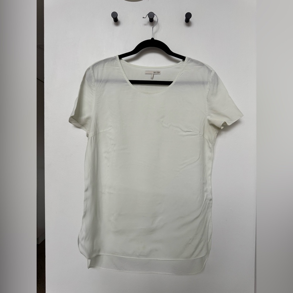 OAK + FORT Pale Teal Short Sleeve Top